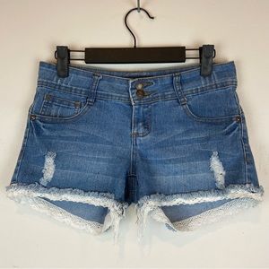 ABM Jeans Blue Jean Shorts Lace Accent Women’s Size 5